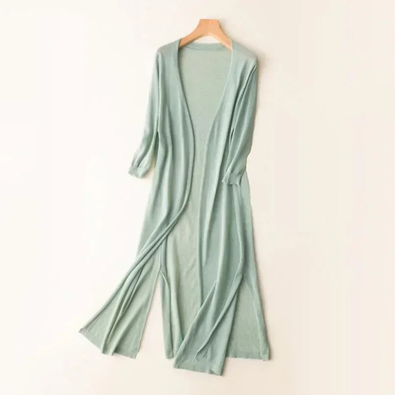Women's Casual Relaxed Fit Long Cardigan Green