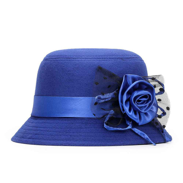 New Style Casual Ladies Big Brim Woolen Hat Royal blue Size