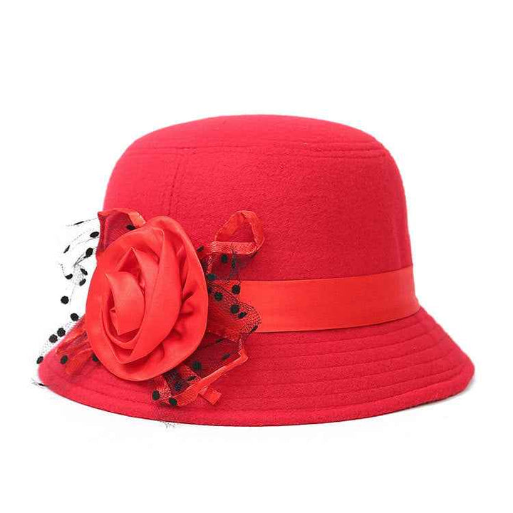 New Style Casual Ladies Big Brim Woolen Hat Big red Size