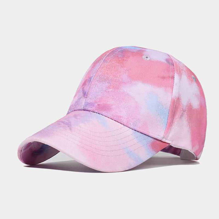 New Tie-dye Baseball Cap Men's And Women's Sun-shield Hats Wild Graffiti Hat Pink adjustable