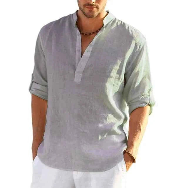 Men's Lightweight Summer Linen Shirt for Warm-Weather Sophistication Gray