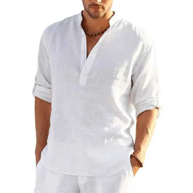 Men's Lightweight Summer Linen Shirt for Warm-Weather Sophistication White
