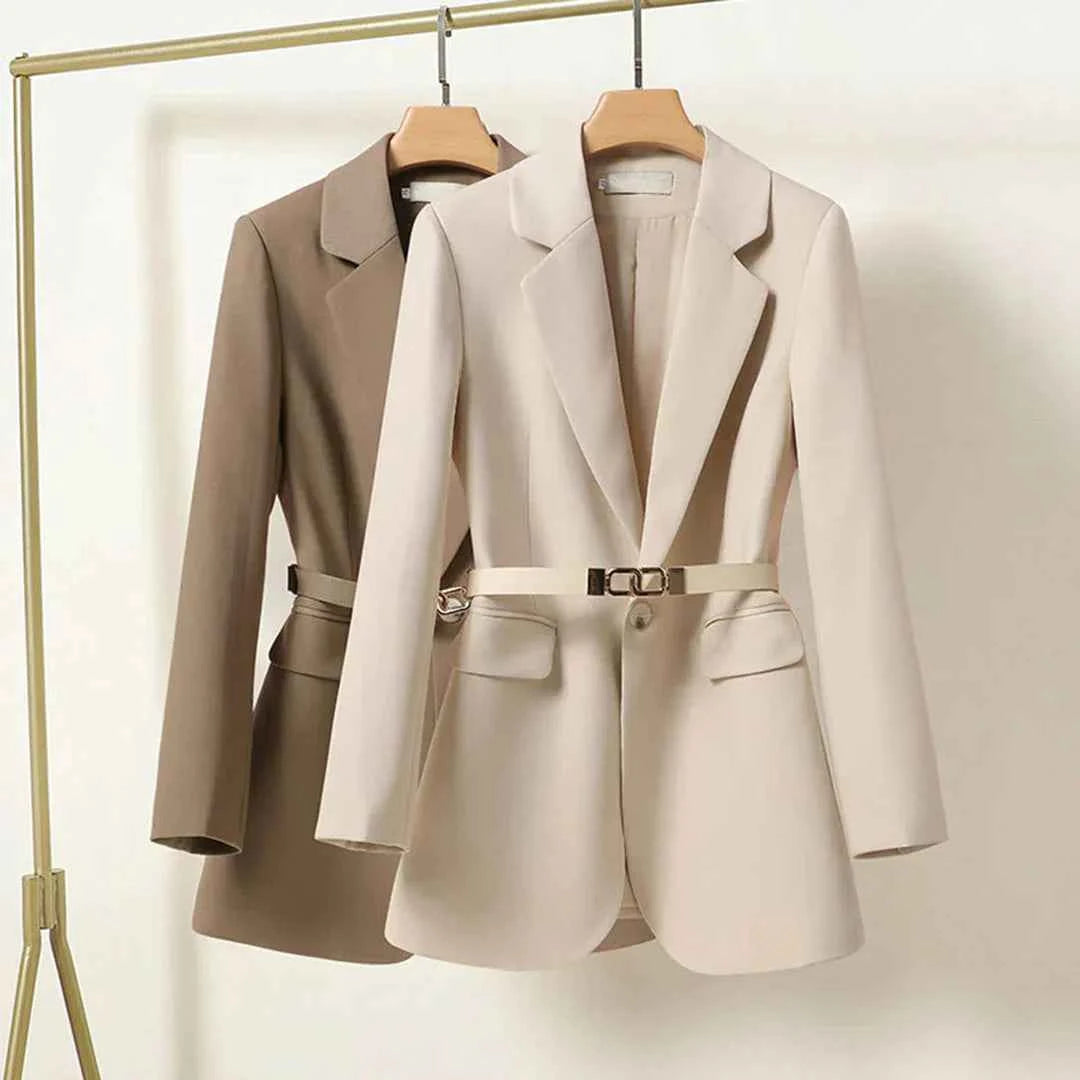 Women's Elegant Long Blazer with Belt