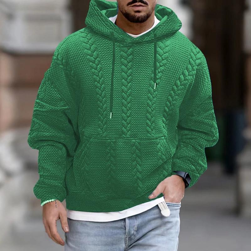 Men's Cable Knit Pullover Hoodie Green