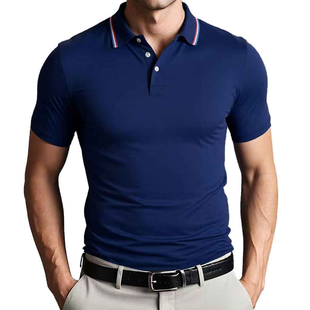 Men's Slim Fit Polo Shirt – Breathable Cotton – Short Sleeve – Sporty Style Navy