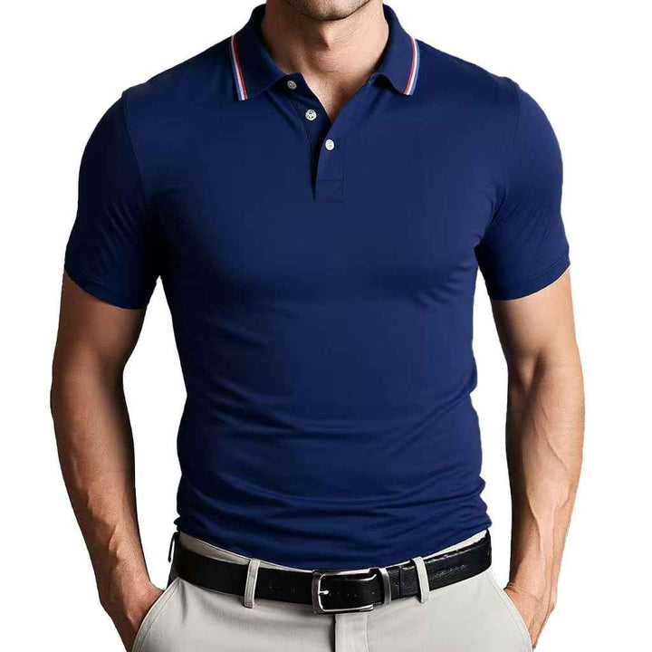 Men's Slim Fit Polo Shirt – Breathable Cotton – Short Sleeve – Sporty Style Navy