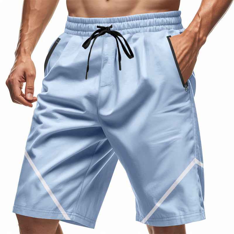 Men's Quick-Dry Sport Shorts – Loose Fit, Knee-Length with Zipper Pockets and Drawstring