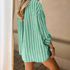 Women's Oversized Long Sleeve Shirt – Breathable Striped Design