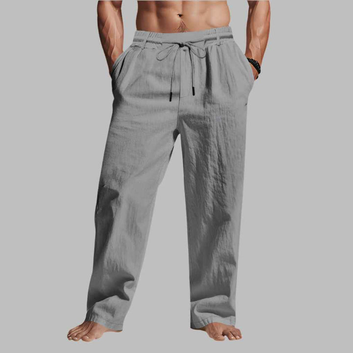Men's Relaxed Fit Pants with Adjustable Waist Drawstring Khaki