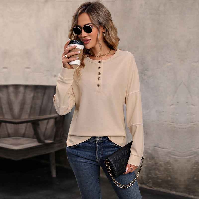 Winnie | Women's Button-Down Waffle Knit Long Sleeve Top