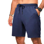 Men's Loose Fit Shorts – Breathable Fabric – Zigzag Design – Drawstring Waist Navy