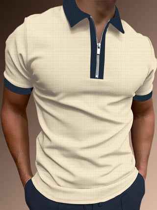 Men's Slim Fit Polo Shirt – Half Zip – Breathable Fabric – Subtle Design Off-White