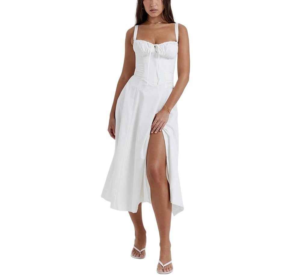 Women's A-Line Midi Dress – Sleeveless Floral Print with Bow Detail With