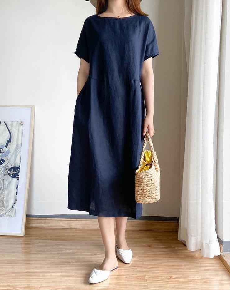 Women's Casual Midi Dress – Loose Fit – Breathable Fabric – Short Sleeve