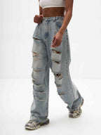 Women's High-Waist Light Ripped Jeans