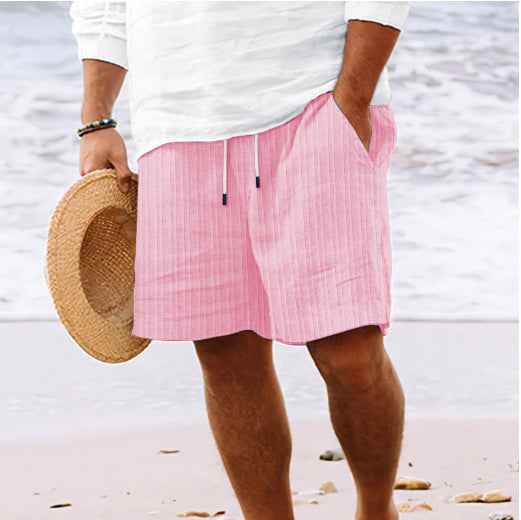 Men's Relaxed Fit Shorts – Breathable Fabric with Drawstring and Side Pockets Pink