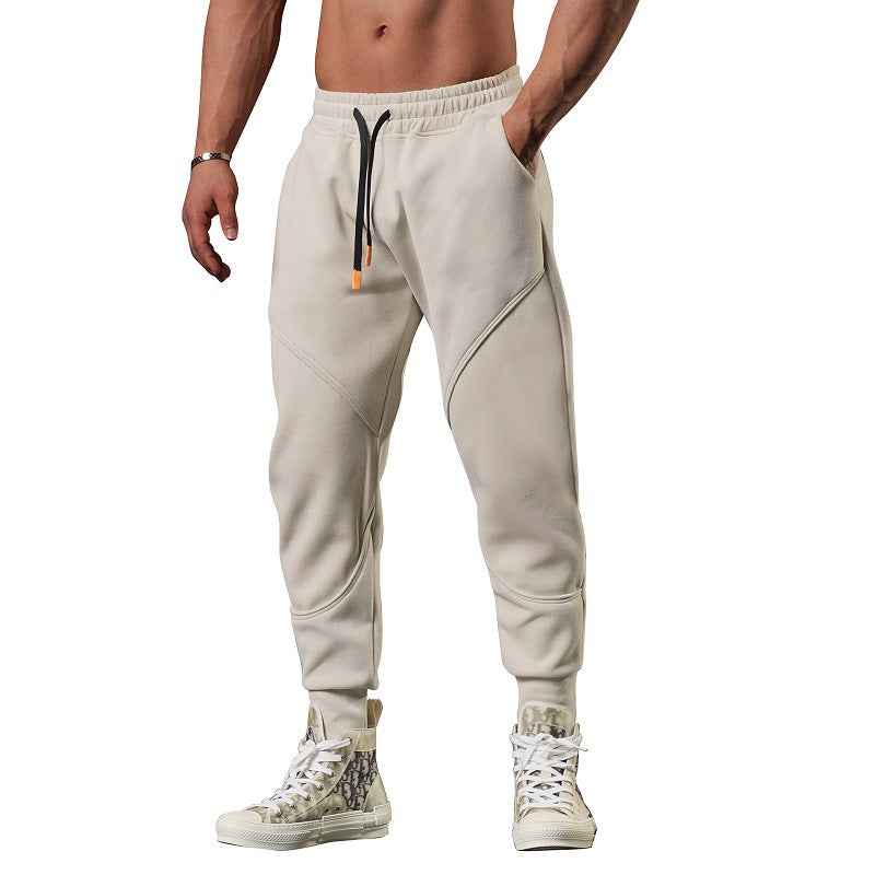 Men's Lightweight Cargo Fleece Jogging Pants - Tapered Fit Beige