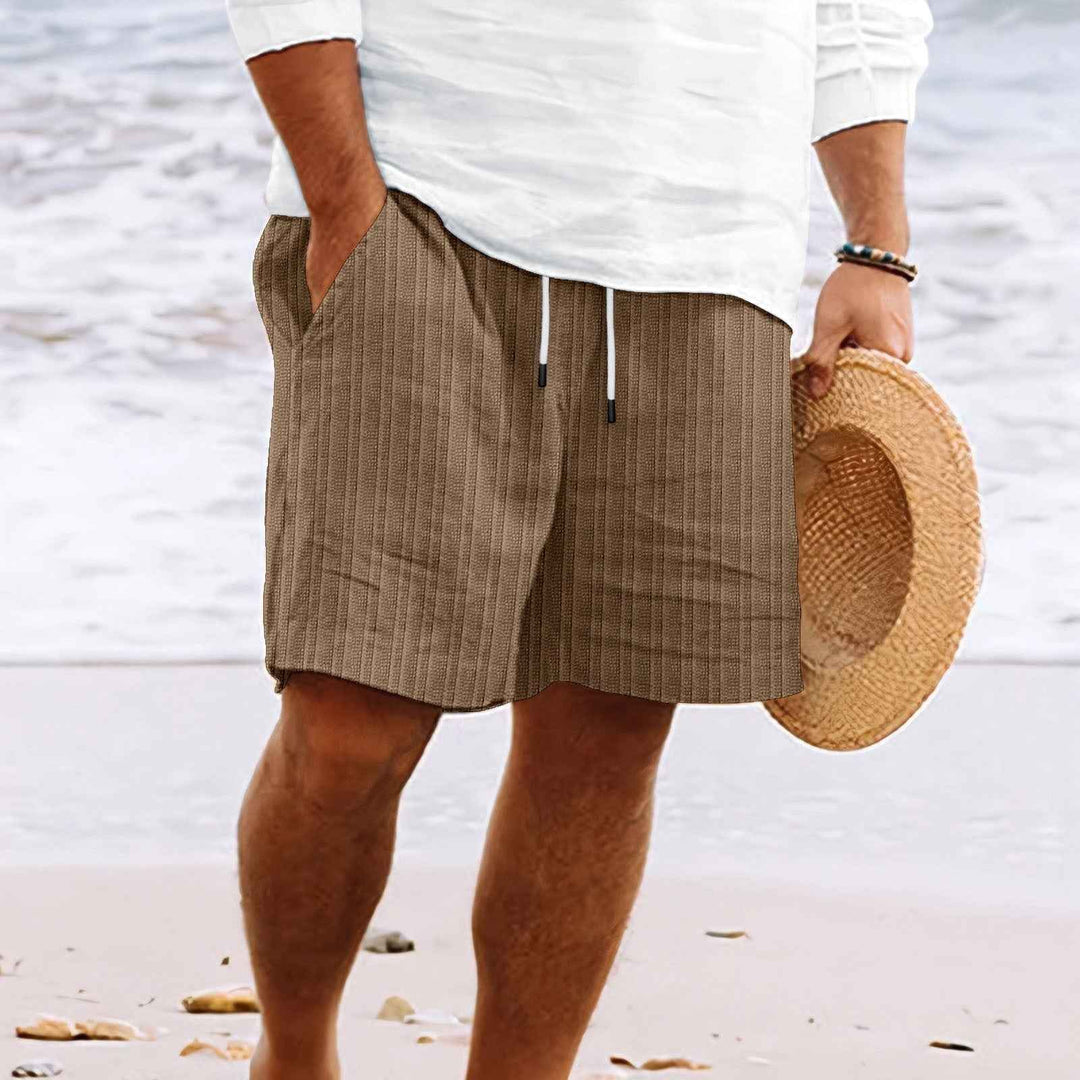 Men's Relaxed Fit Shorts – Breathable Fabric – Drawstring – Multiple Pockets Brown