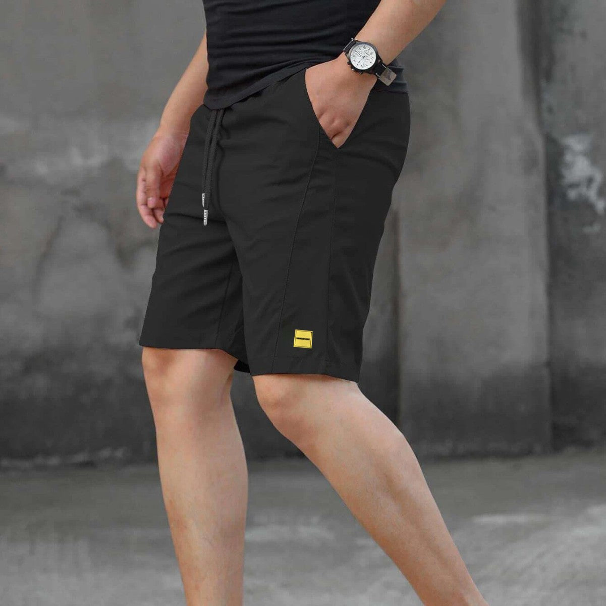 Men's Breathable Sports Shorts – Relaxed Fit – 5 Inch with Pockets Black