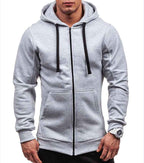 Men's Casual Hoodie – Regular Fit – Cotton Blend – Zippered Hood Light Grey