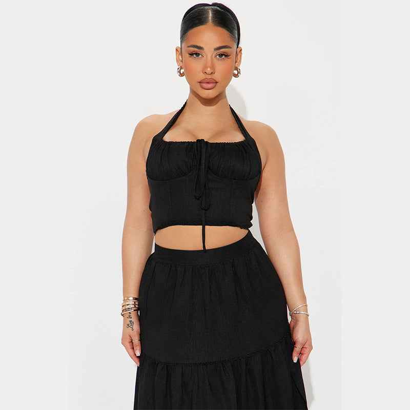 Women's High Waist Maxi Skirt – Layered Ruffle Design – Airy & Breathable Fit