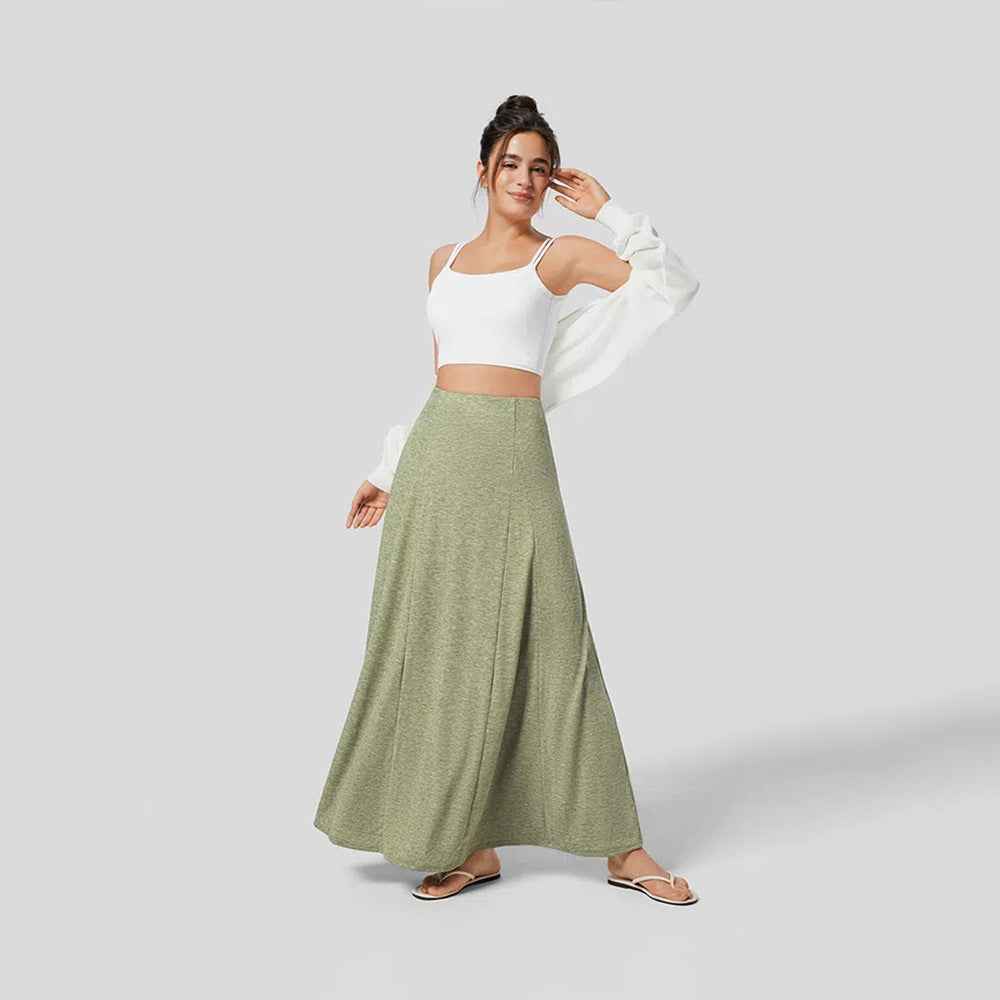 Women's High Waist Maxi Skirt – Flowy Fit – Soft Knit – Casual Comfort