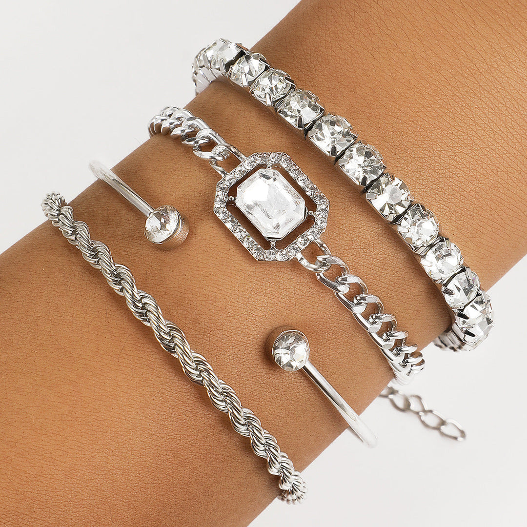 Luxe Four-Piece Bracelet Set | Women's Jewelry Collection Silver