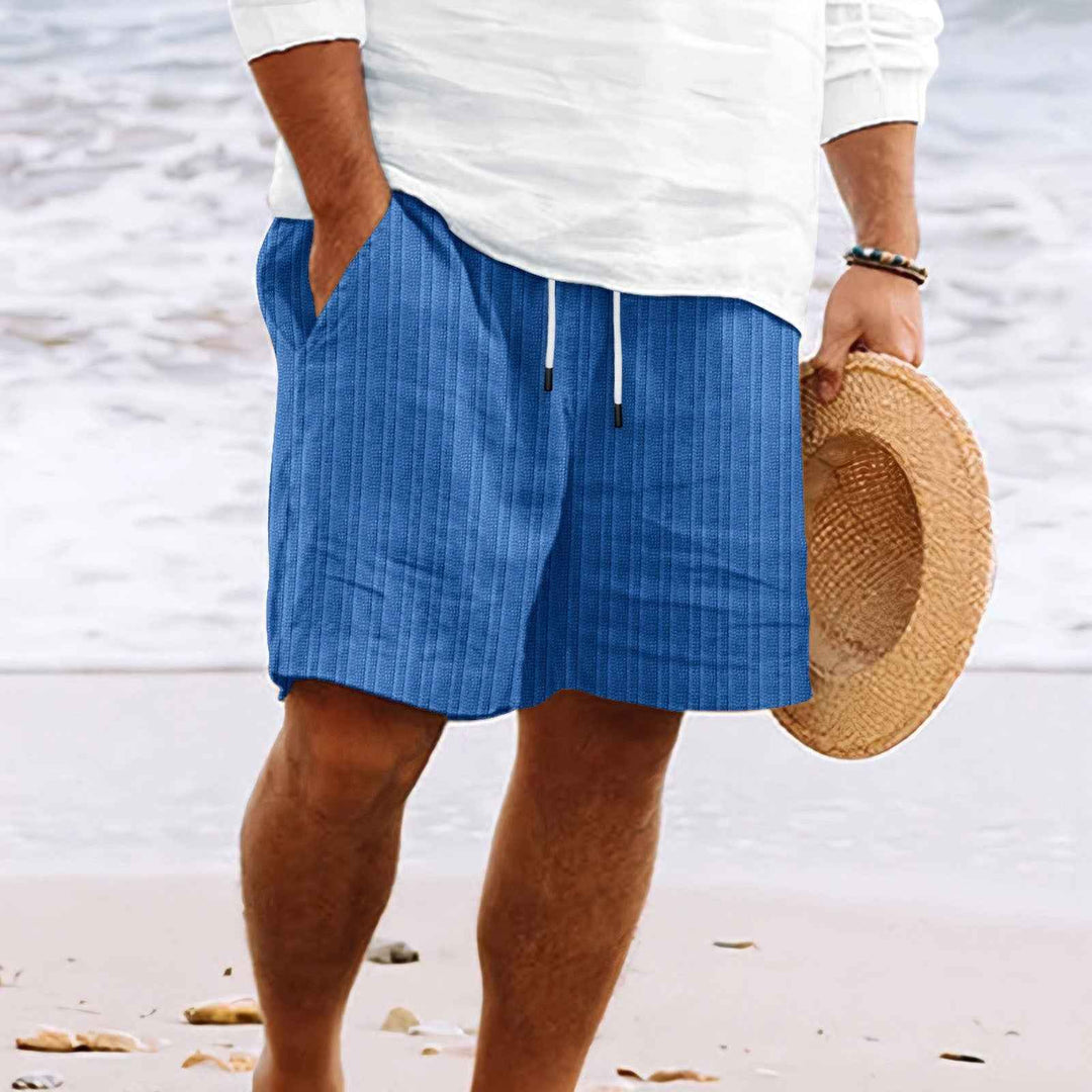 Men's Relaxed Fit Shorts – Breathable Fabric – Drawstring – Multiple Pockets Blue