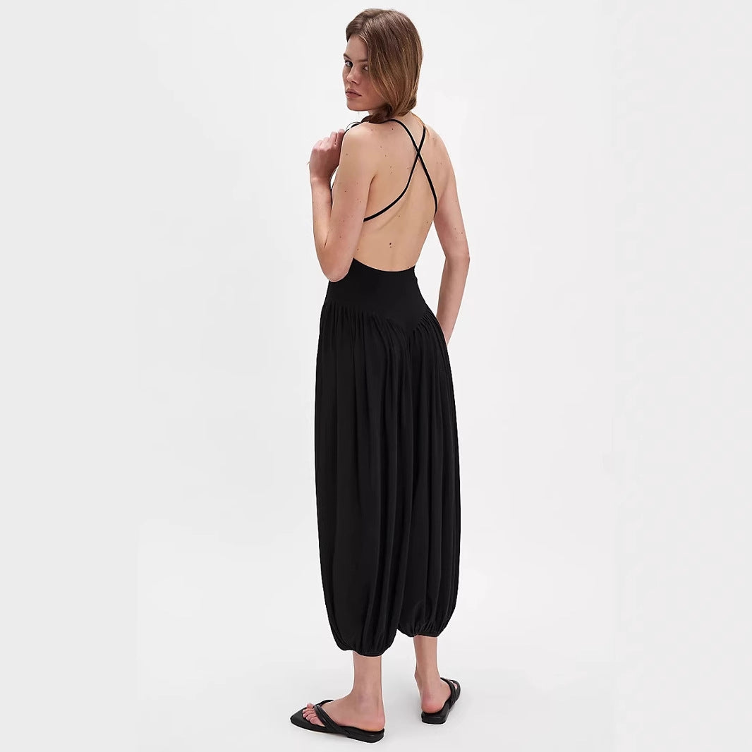 Women's Backless Wide Leg Jumpsuit with Spaghetti Straps – Breezy Style