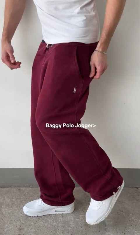Men's Classic Wool Sweatpants with Side Pockets Burgundy