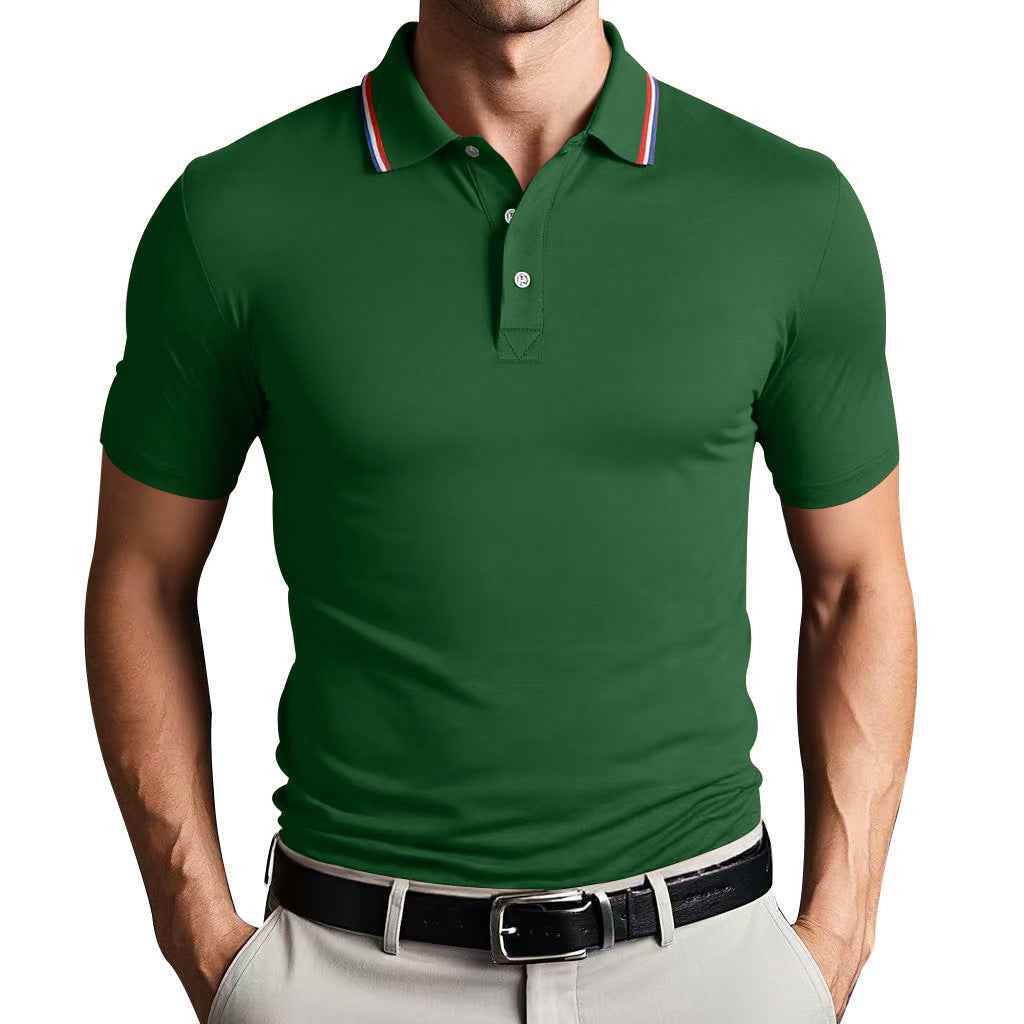 Men's Slim Fit Polo Shirt – Breathable Cotton – Short Sleeve – Sporty Style Green