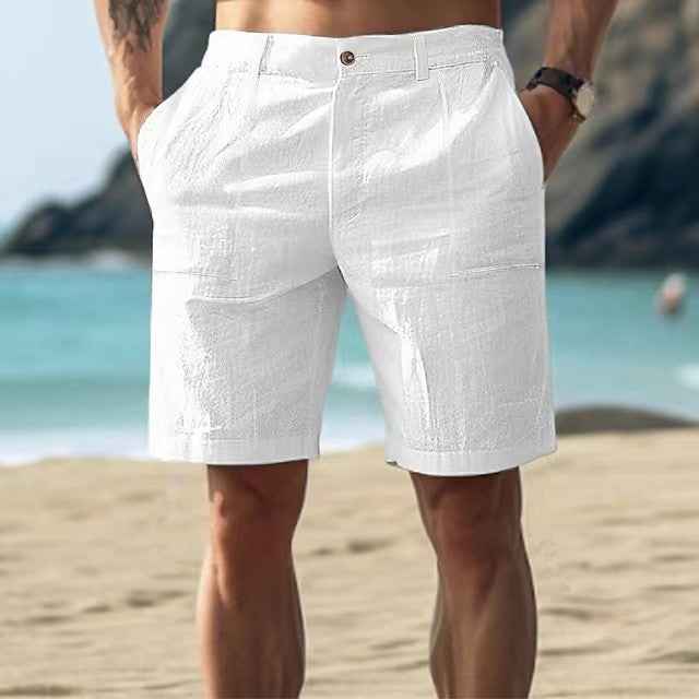 Men's Knee-Length Shorts – Relaxed Fit – Breathable Fabric – Utility Pockets White