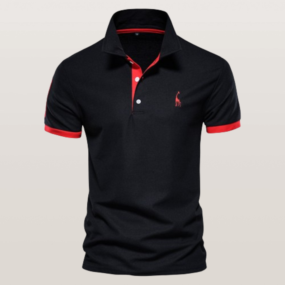 Men's Elegant Polo Shirt - Stylish Comfort Black Red