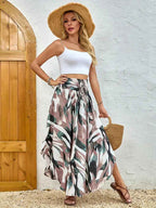 Women's Bohemian Print Maxi Skirt – Flowing A-line Design – Elastic Waist – Breathable Fabric Pink