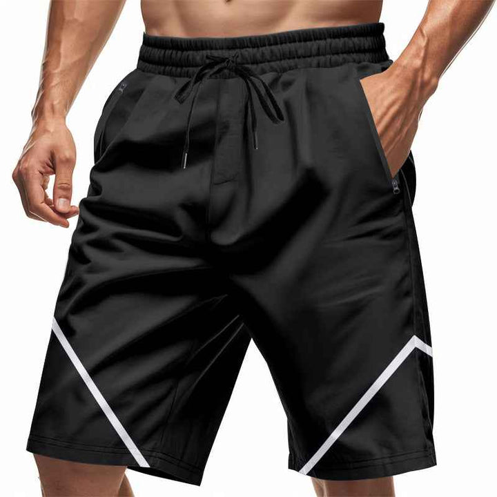 Men's Quick-Dry Sport Shorts – Loose Fit, Knee-Length with Zipper Pockets and Drawstring