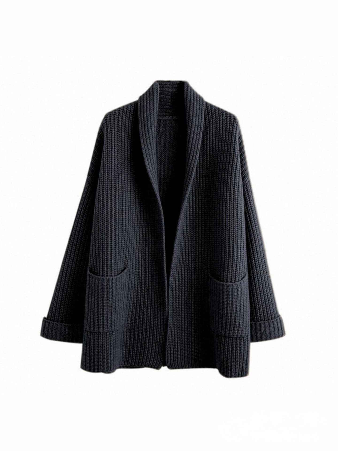 Women's Oversized Chunky Knit Cardigan Black