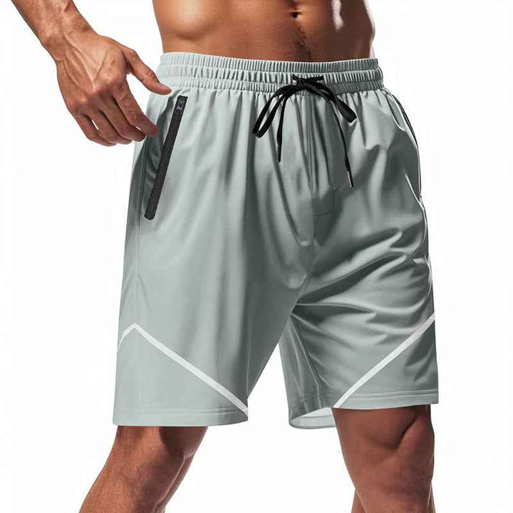 Men's Quick-Dry Sport Shorts – Loose Fit, Knee-Length with Zipper Pockets and Drawstring Grey