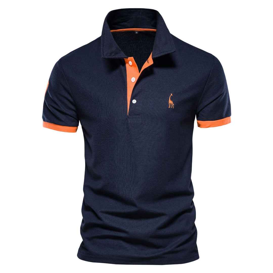 Men's Elegant Polo Shirt - Stylish Comfort Orange Marineblau