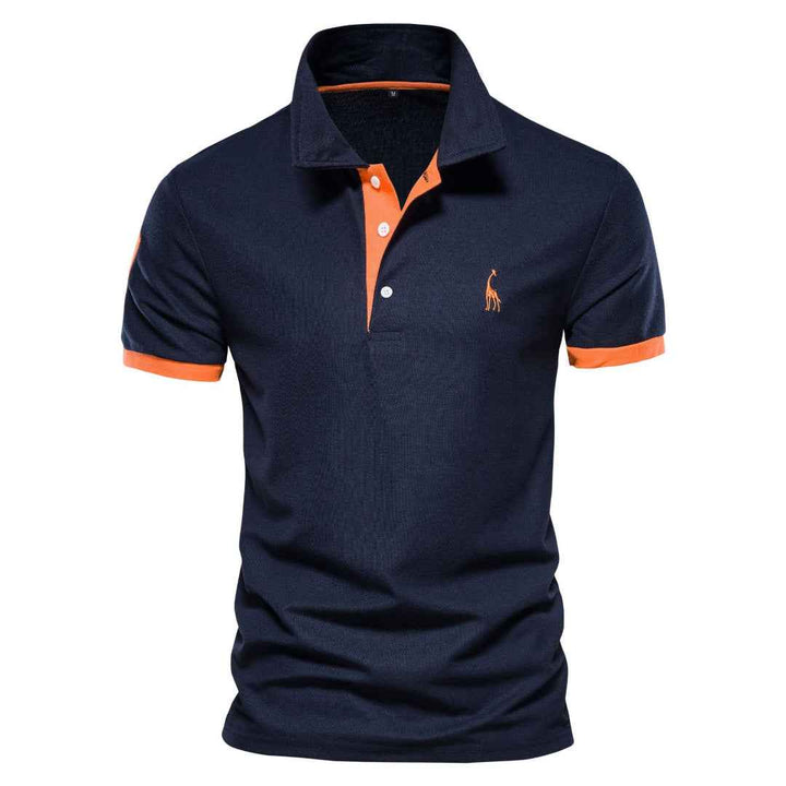 Men's Elegant Polo Shirt - Stylish Comfort Orange Marineblau
