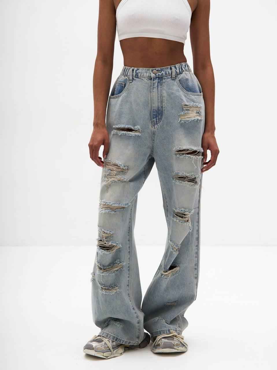 Women's High-Waist Light Ripped Jeans