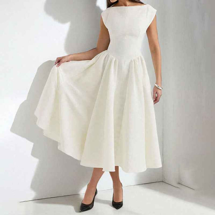 Susan | Elegant Midi Dress for Women White