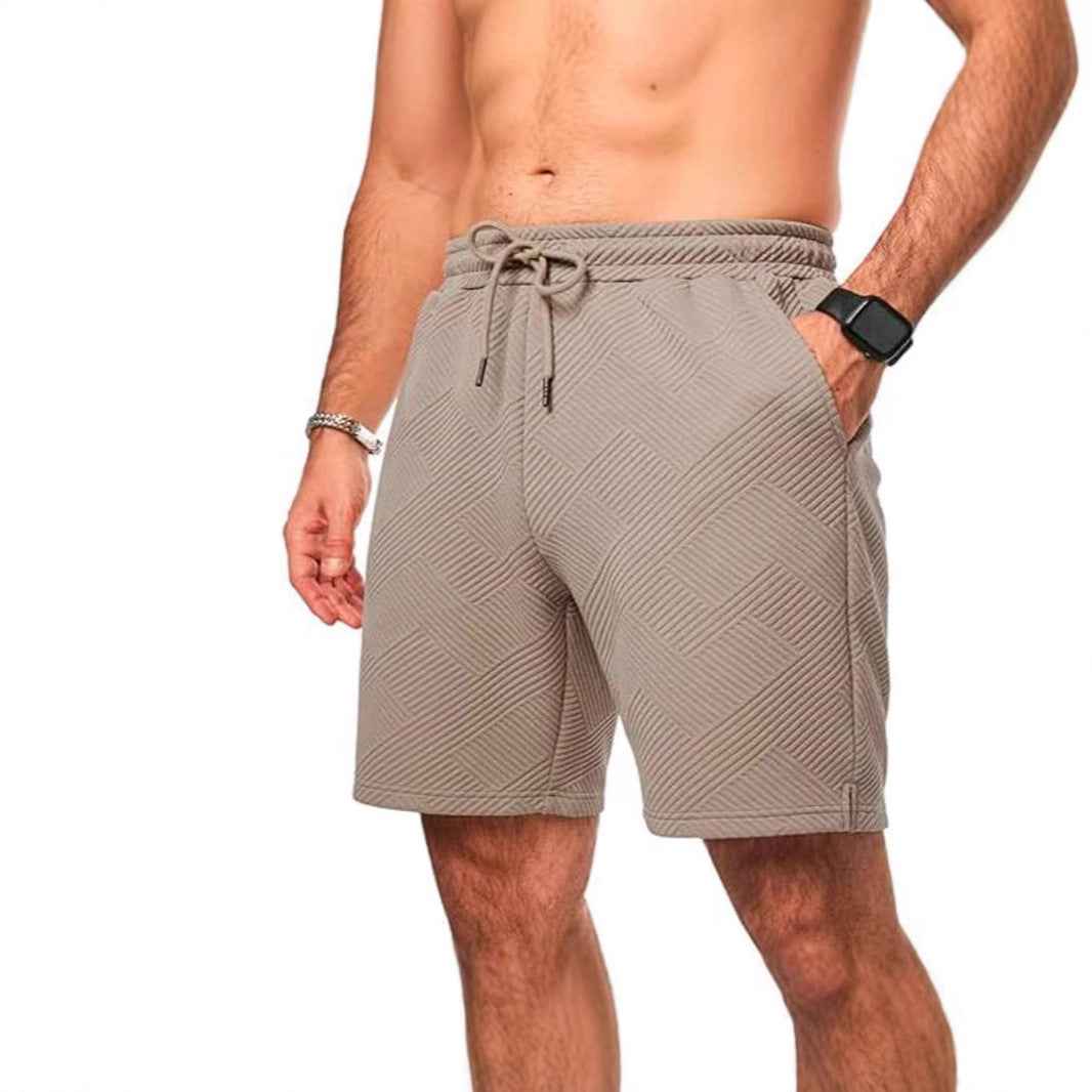 Men's Loose Fit Shorts – Breathable Fabric – Zigzag Design – Drawstring Waist Khaki