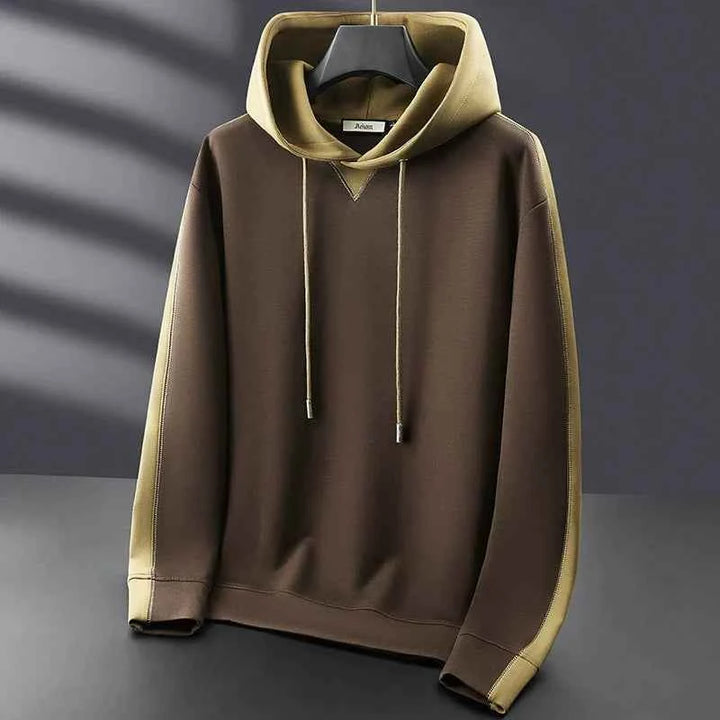 Men's Two-Tone Hoodie – Relaxed Fit – Cotton Blend – Drawstring Hood – Long Sleeve Brown
