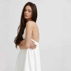 Women's A-Line Midi Dress – Halter Neck – Sleeveless – Lightweight Luxury Fabric