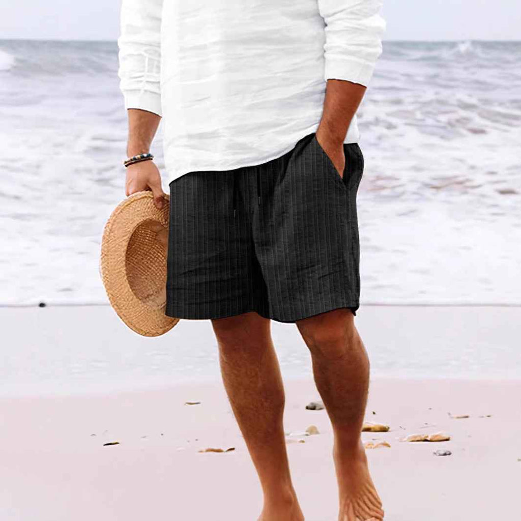 Men's Relaxed Fit Shorts – Breathable Fabric with Drawstring and Side Pockets Black