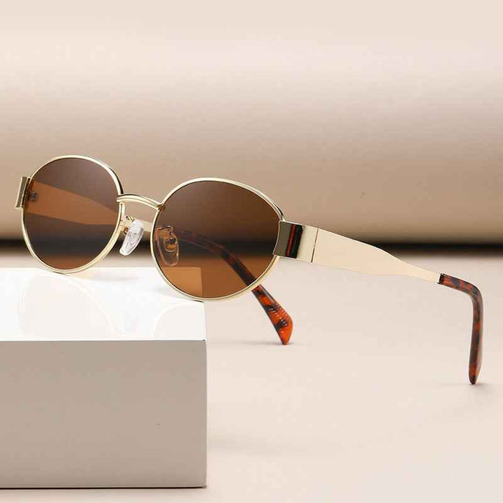 Vintage-Inspired Retro Sunglasses Gold Brown