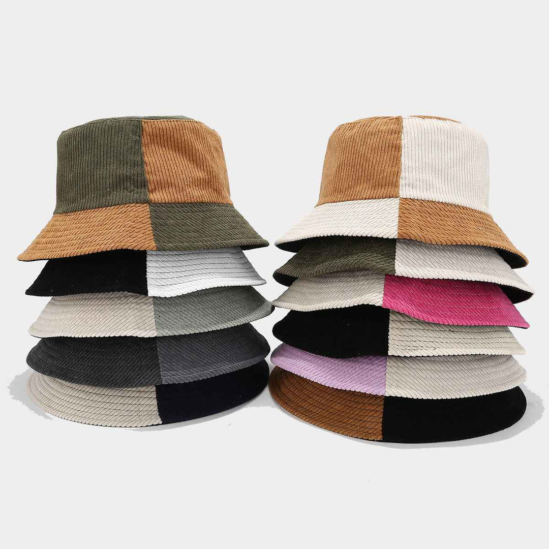 Stylish Corduroy Bucket Hat with Patches