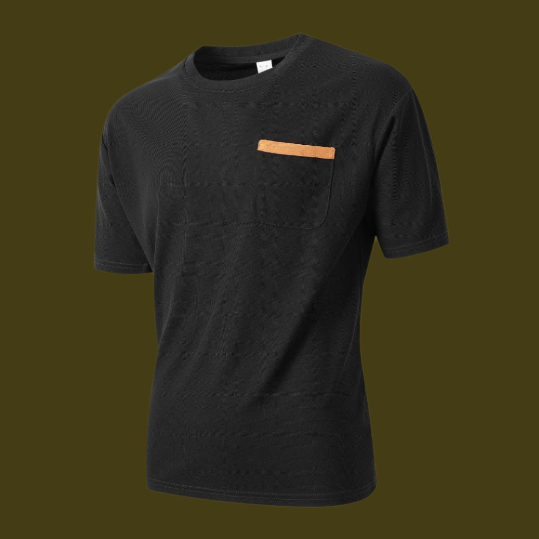 Men's Casual T-Shirt – Relaxed Fit – Breathable Fabric – Chest Pocket Black
