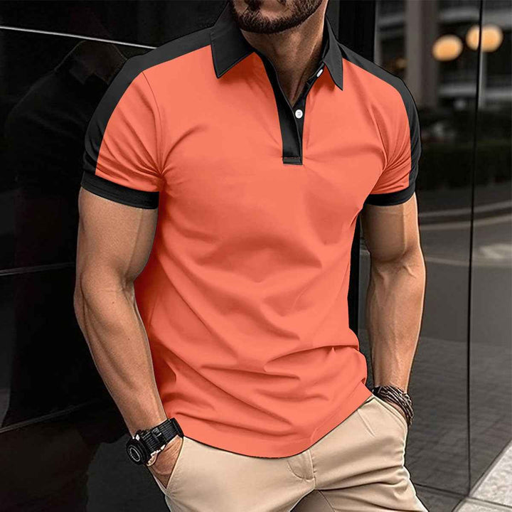 Men's Slim Fit Polo Shirt – Breathable Comfort with Contrast Collar and Cuffs Watermelon Red