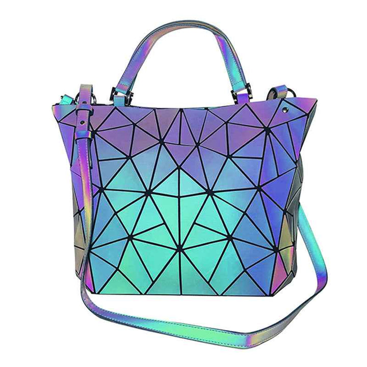 Radiant Geo-Inspired Handbag Rainbow Glow